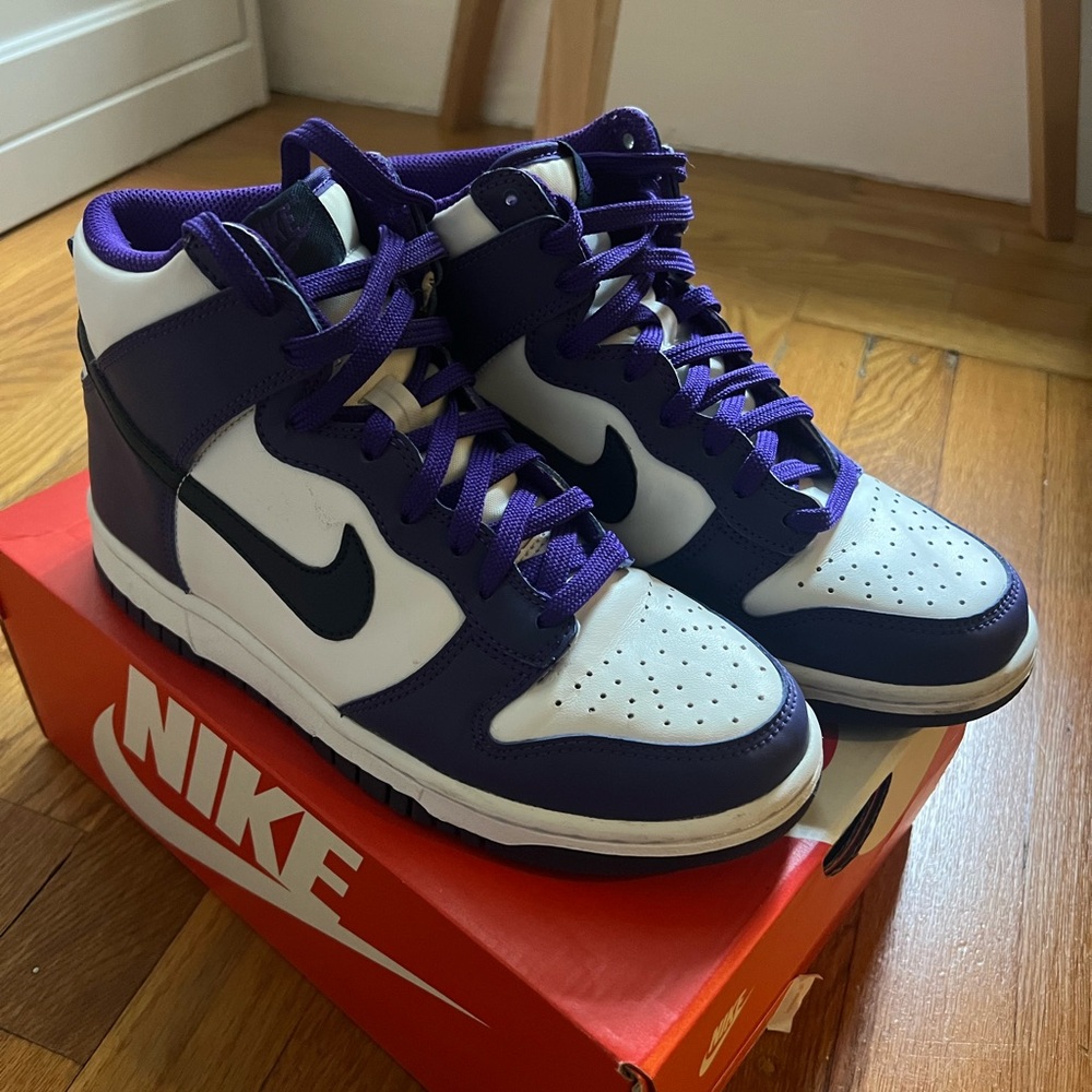 Nike Dunk HI, White/Midnight Navy, 5.5Y (7W)